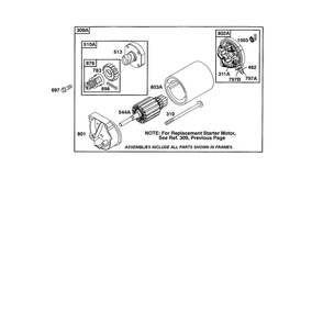 Starter Housing Diagram and Parts List for 422700TO422799  Briggs and Stratton Engine